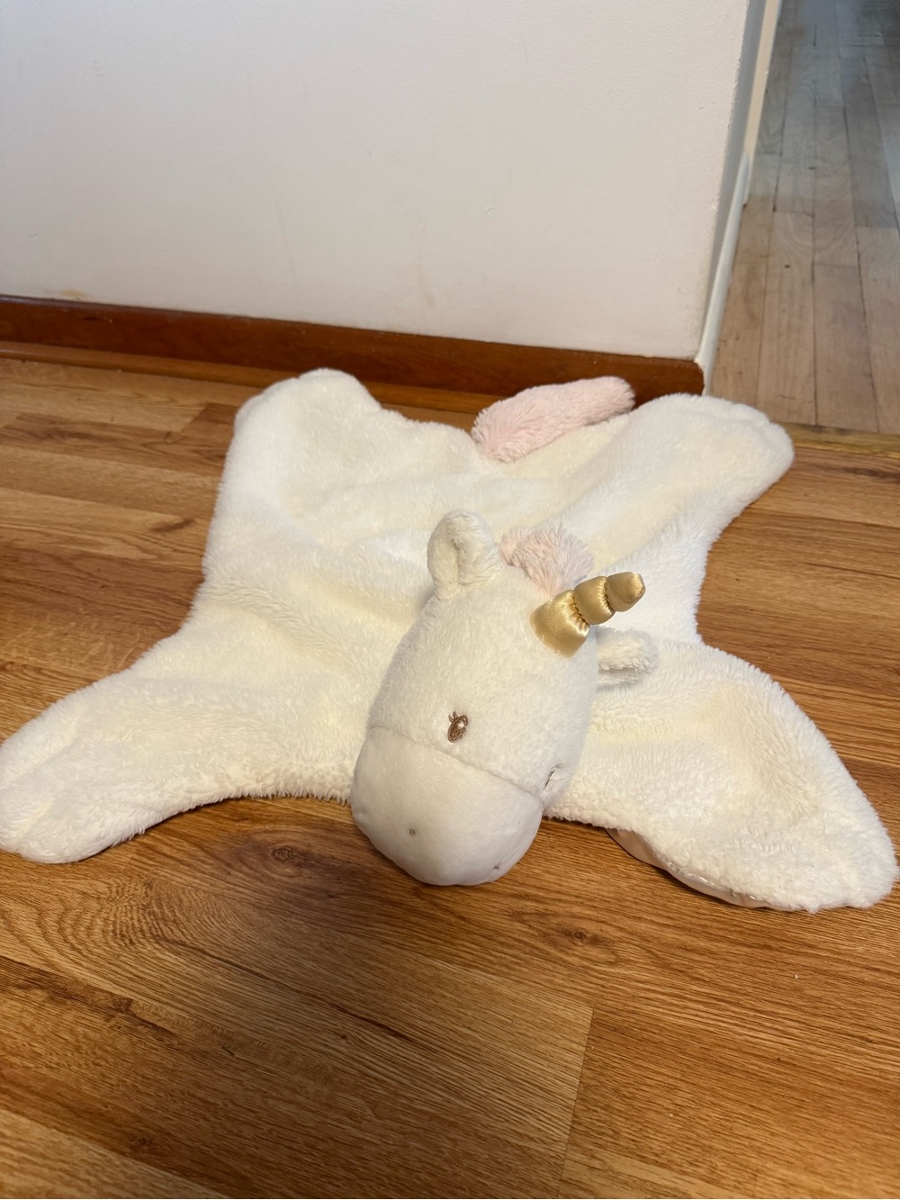 Baby Gund Comfy Cozy Luna Unicorn Plush 22" Lovey Blanket Tummy Time Mat Satin